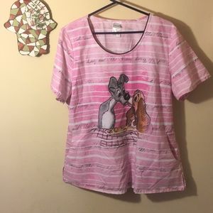 🦋Disney Scrub Top Lady and the tramp xl 🦋